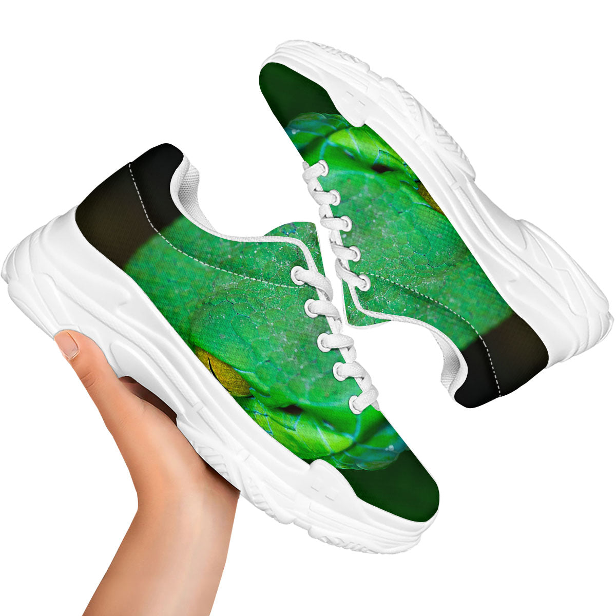 Pit Viper Green Print White Chunky Shoes-grizzshop