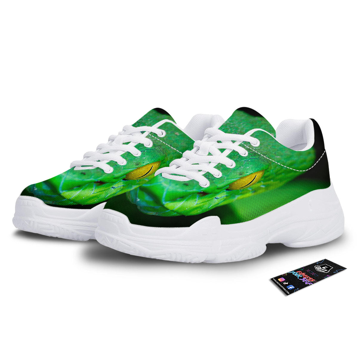 Pit Viper Green Print White Chunky Shoes-grizzshop