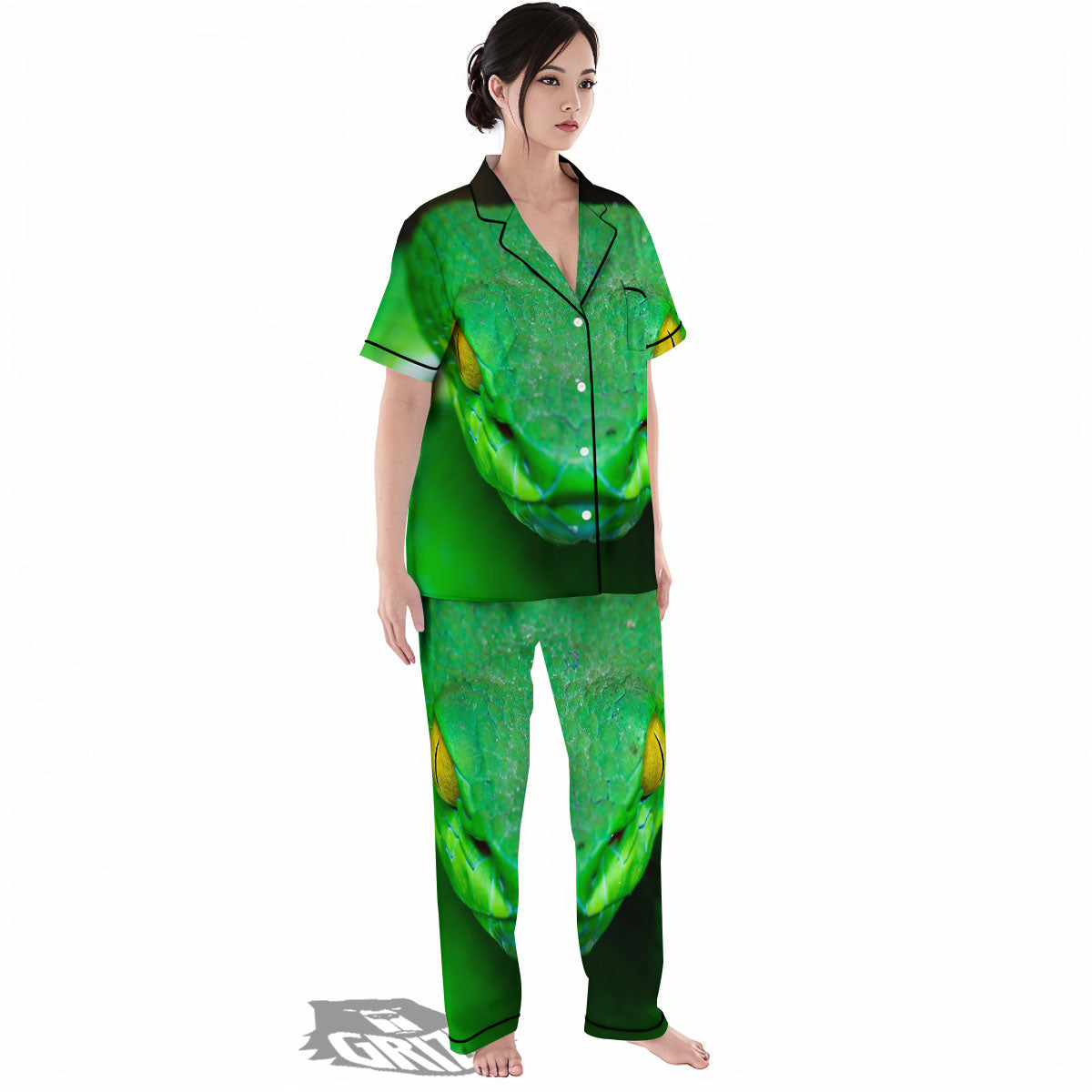 Pit Viper Green Print Women's Pajamas Set-grizzshop