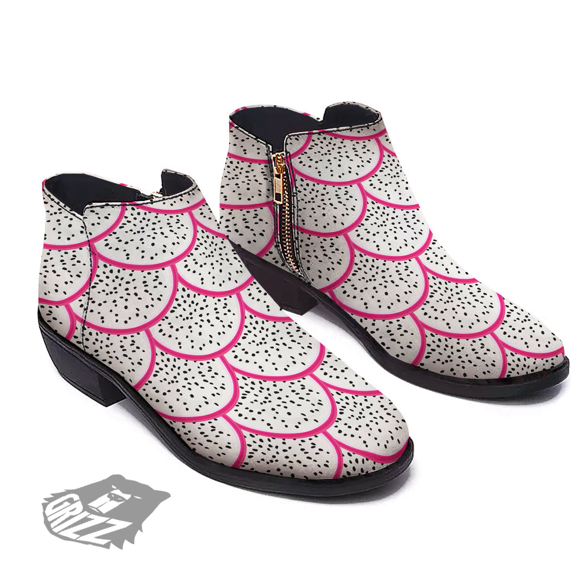 Pitaya Pattern Print Ankle Boots-grizzshop