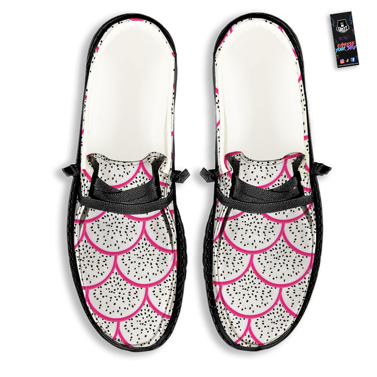 Pitaya Pattern Print Black Loafers-grizzshop
