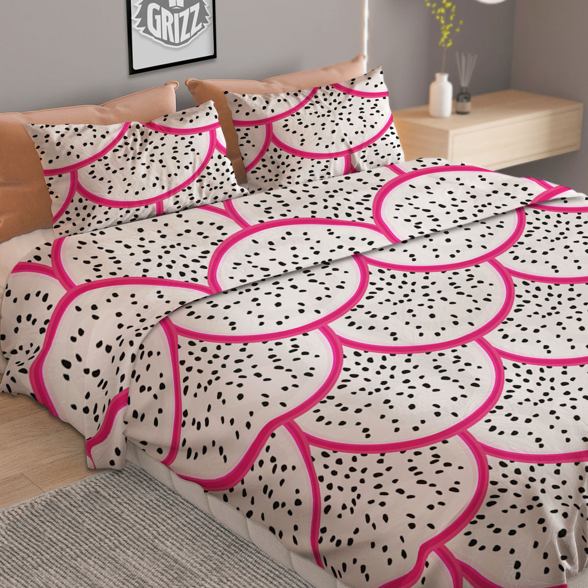 Pitaya Pattern Print Duvet Cover Bedding Set-grizzshop