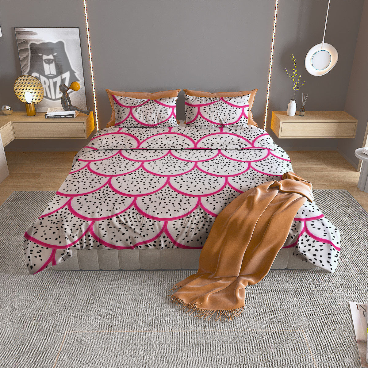 Pitaya Pattern Print Duvet Cover Bedding Set-grizzshop