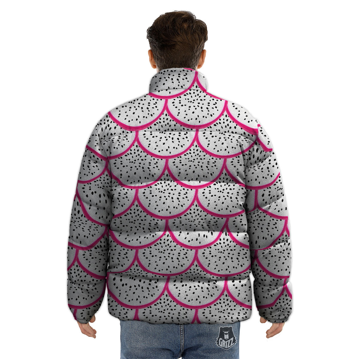 Pitaya Pattern Print Puffer Jacket-grizzshop