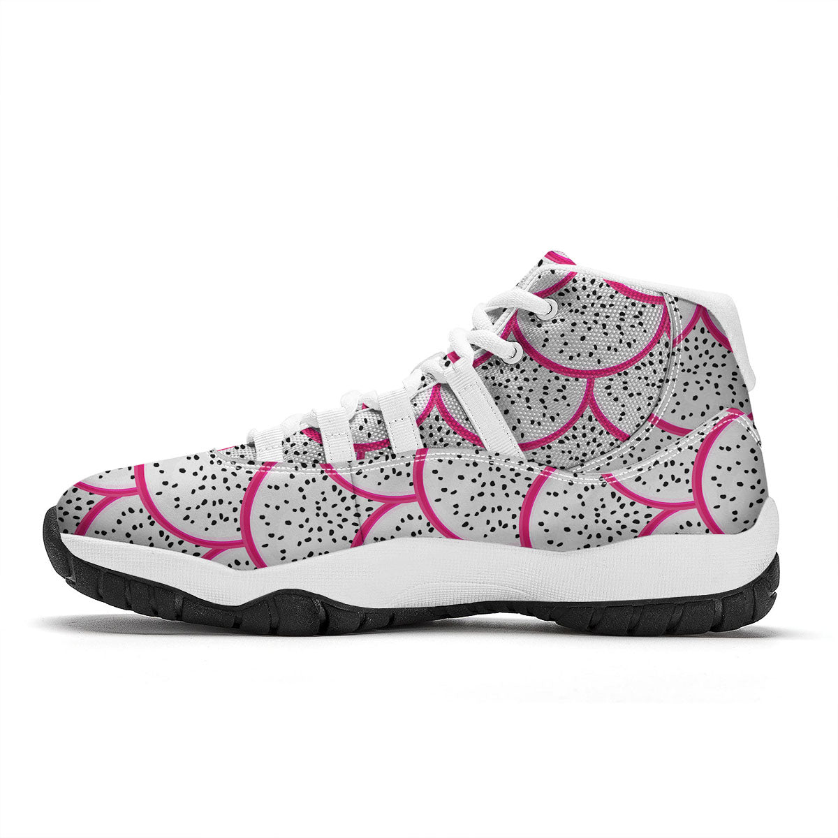 Pitaya Pattern Print White Bball Shoes-grizzshop