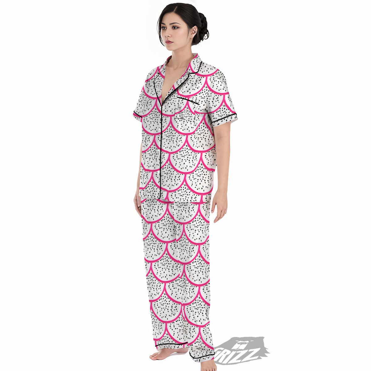 Pitaya Pattern Print Women's Pajamas Set-grizzshop