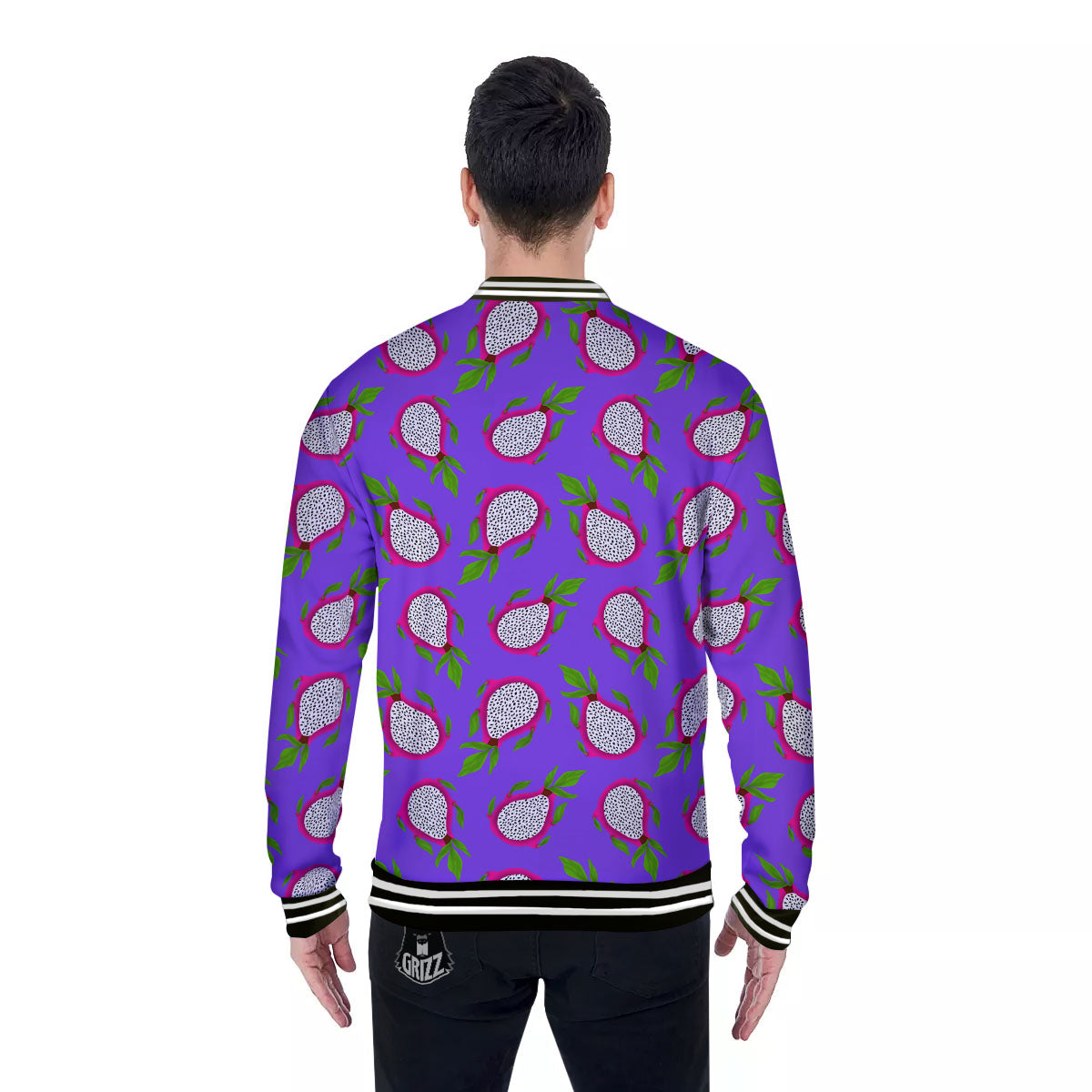 Pitaya Purple Print Pattern Baseball Jacket-grizzshop