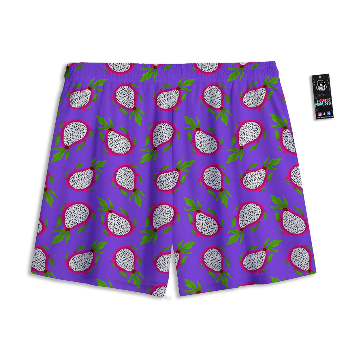 Pitaya Purple Print Pattern Mesh Shorts-grizzshop