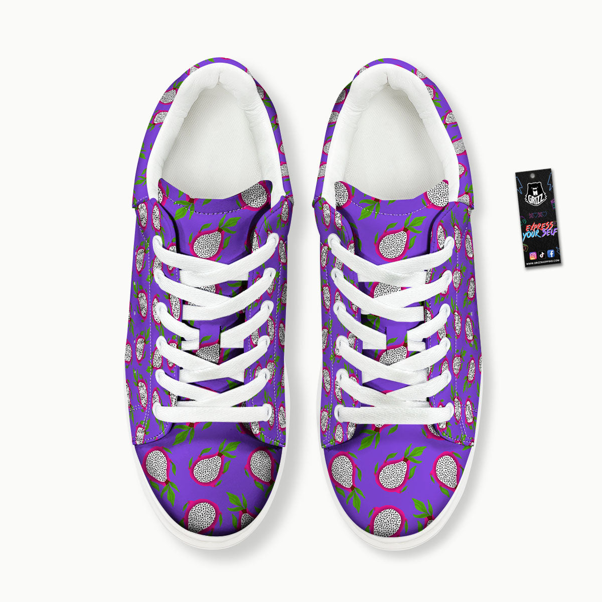 Pitaya Purple Print Pattern Platform Shoes-grizzshop