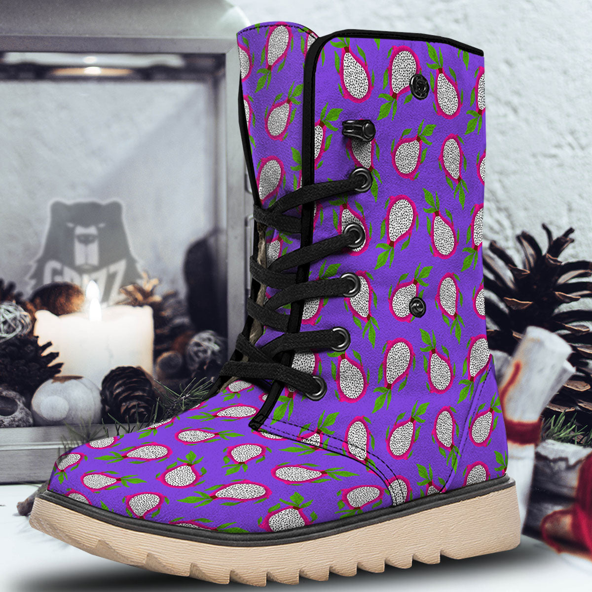 Pitaya Purple Print Pattern Snow Boots-grizzshop