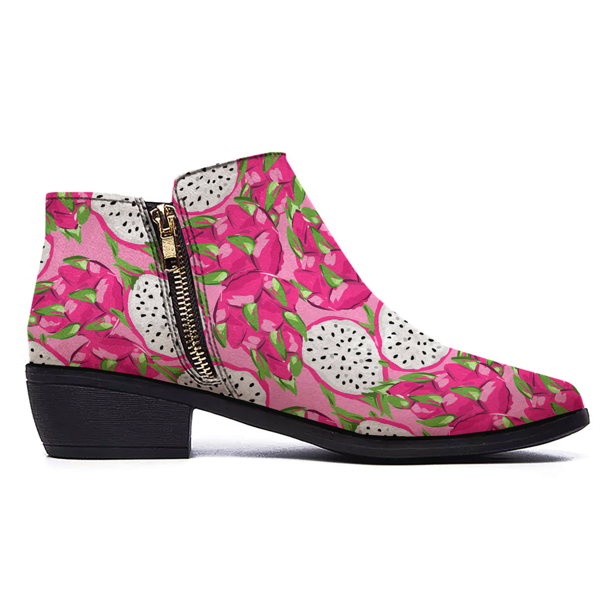 Pitaya Tropical Print Pattern Ankle Boots-grizzshop