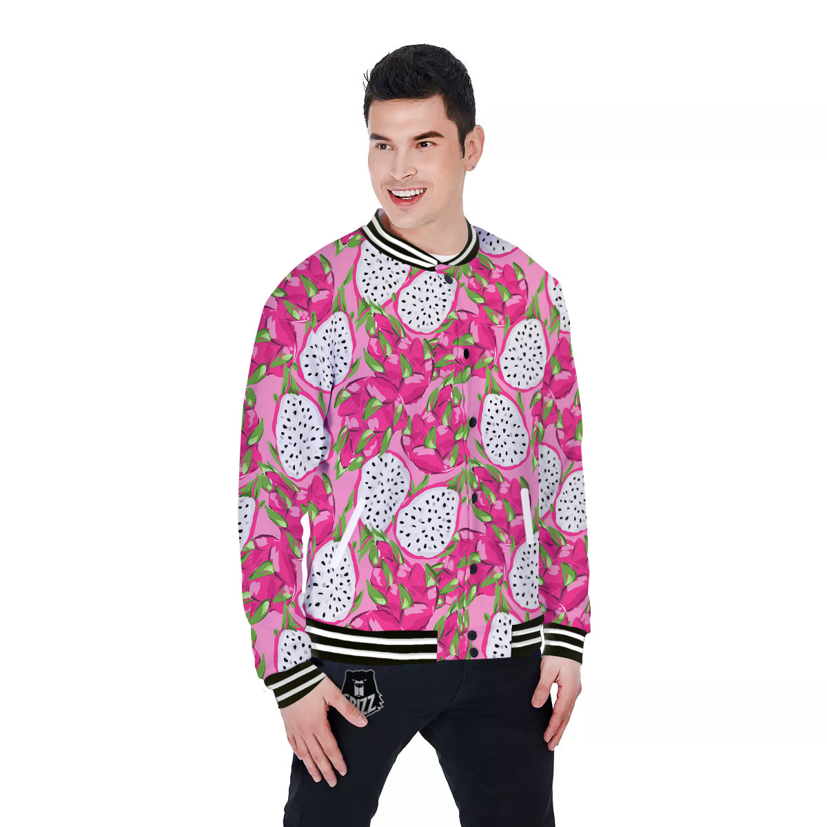 Pitaya Tropical Print Pattern Baseball Jacket-grizzshop
