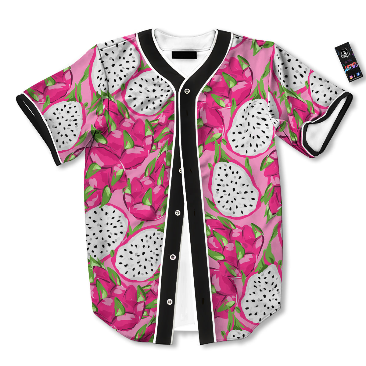 Pitaya Tropical Print Pattern Baseball Jersey-grizzshop