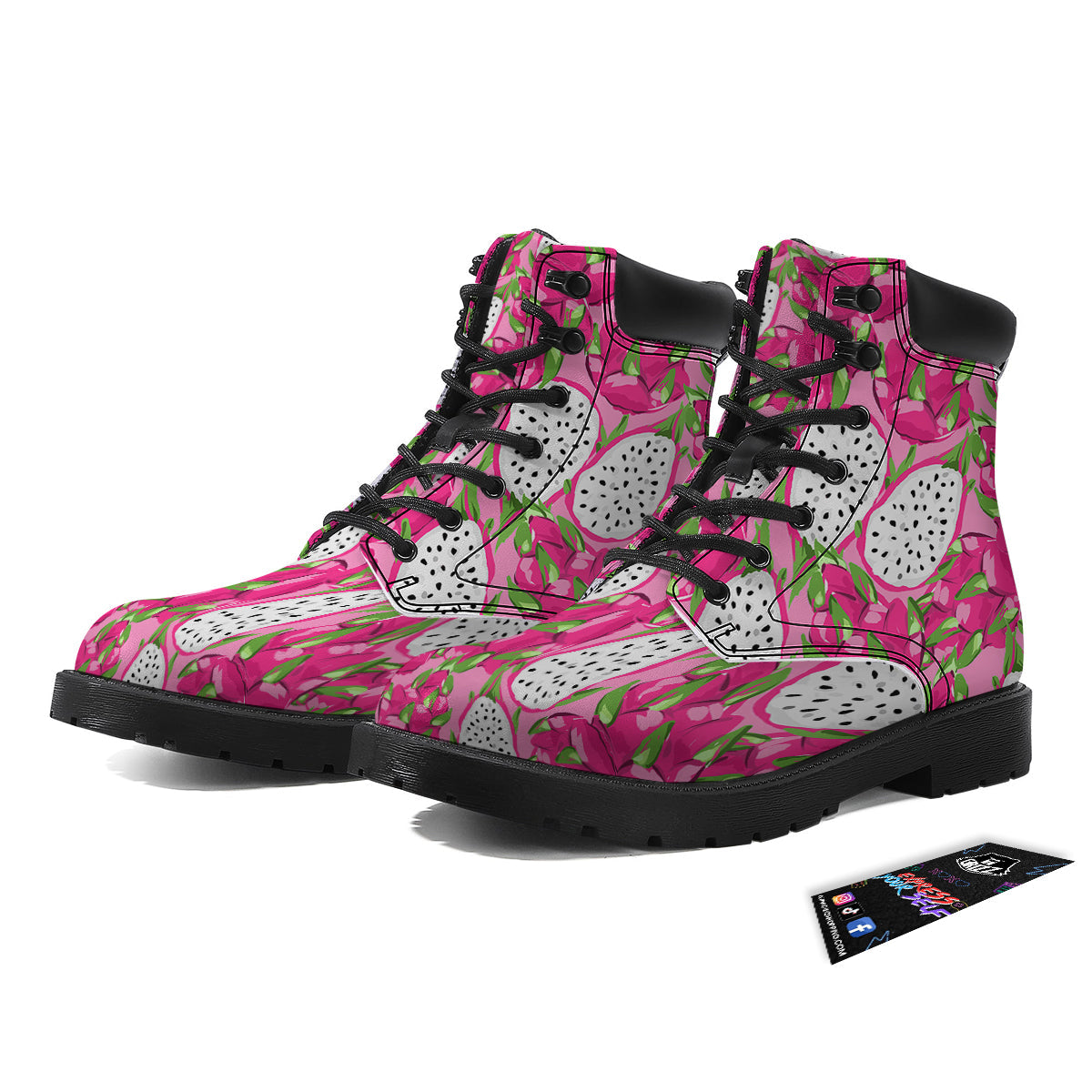 Pitaya Tropical Print Pattern Boots-grizzshop