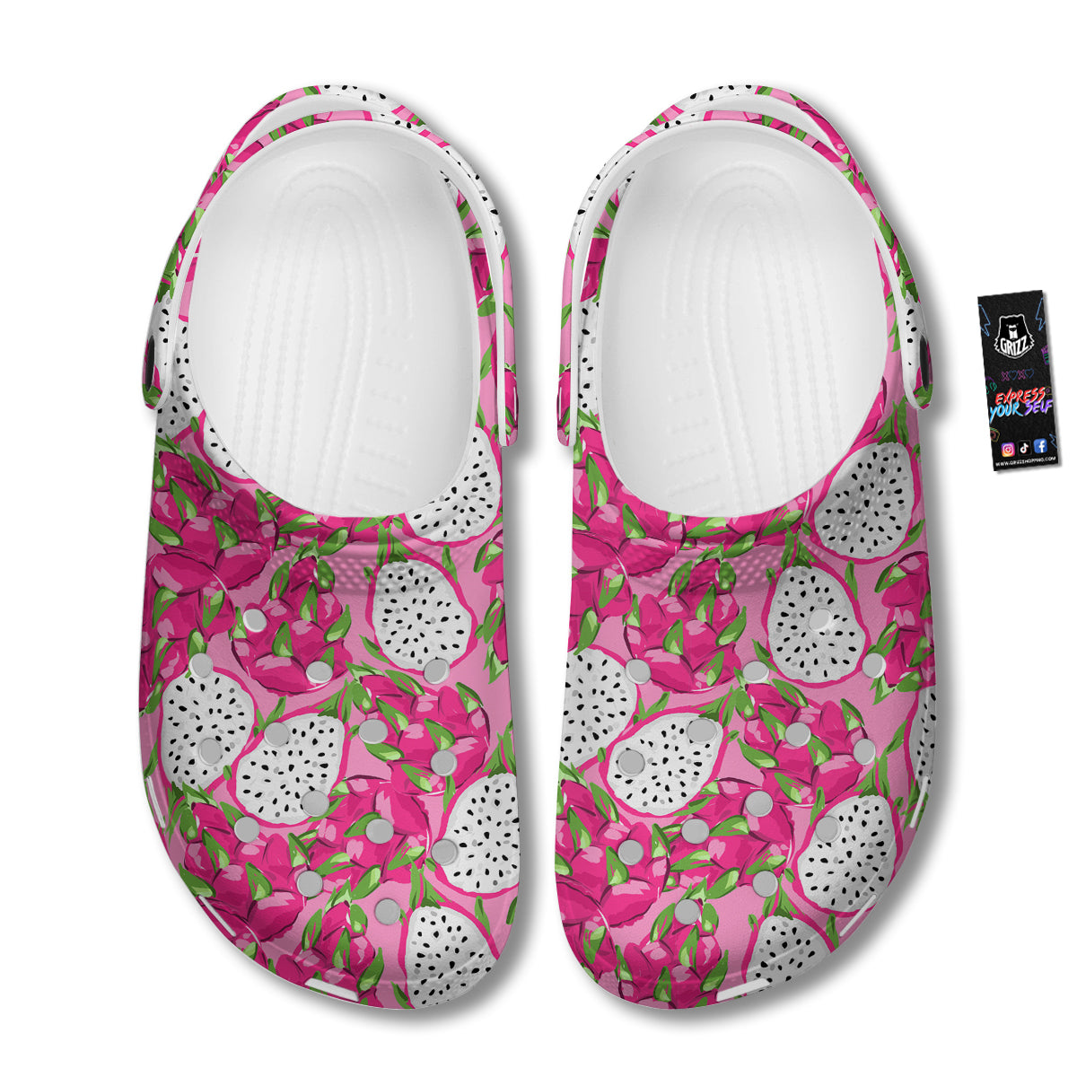 Pitaya Tropical Print Pattern Clog-grizzshop
