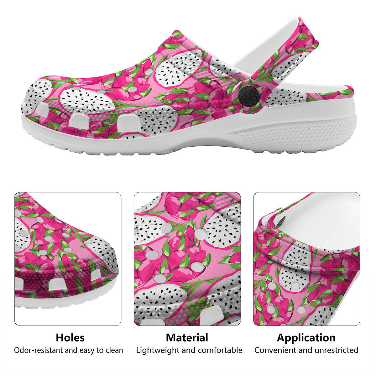Pitaya Tropical Print Pattern Clog-grizzshop