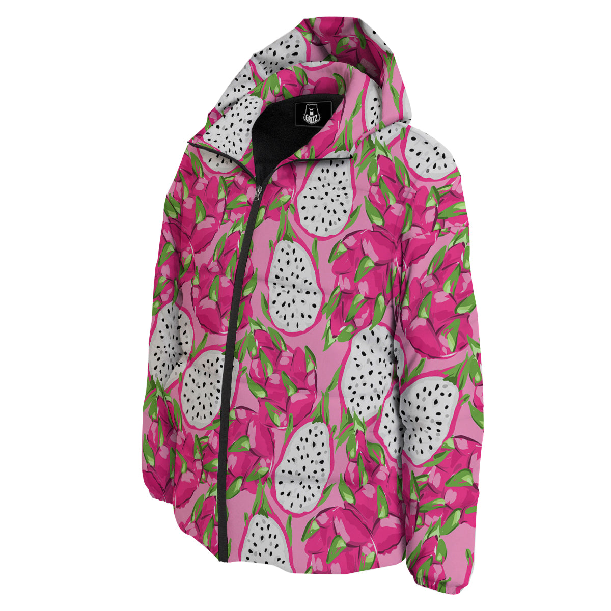 Pitaya Tropical Print Pattern Down Jacket-grizzshop