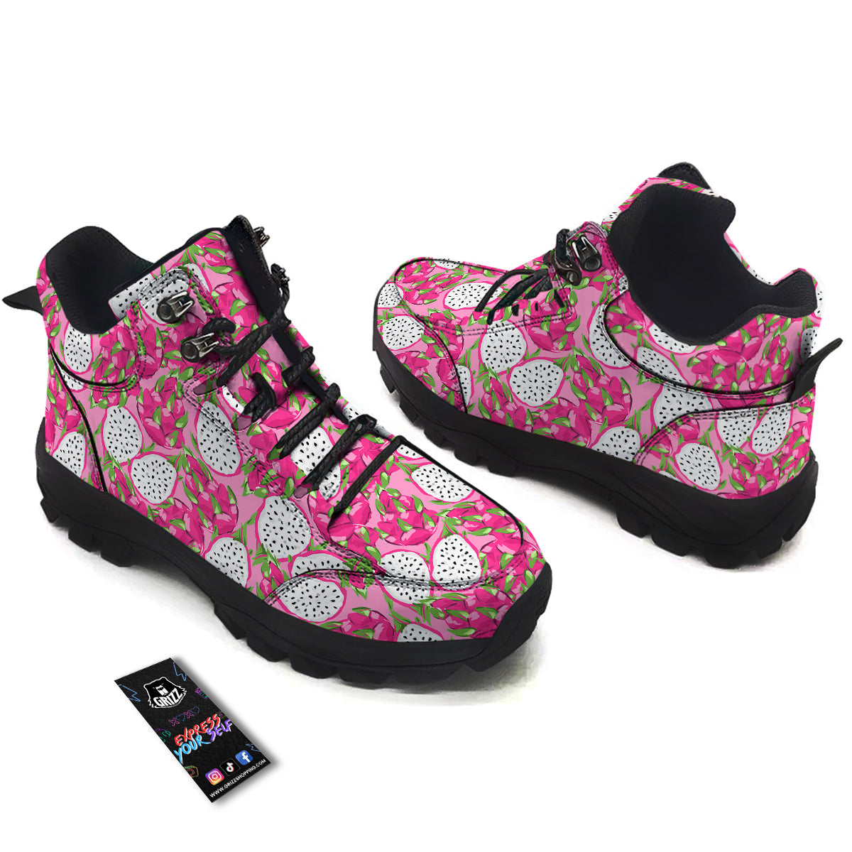 Pitaya Tropical Print Pattern Hiking Shoes-grizzshop