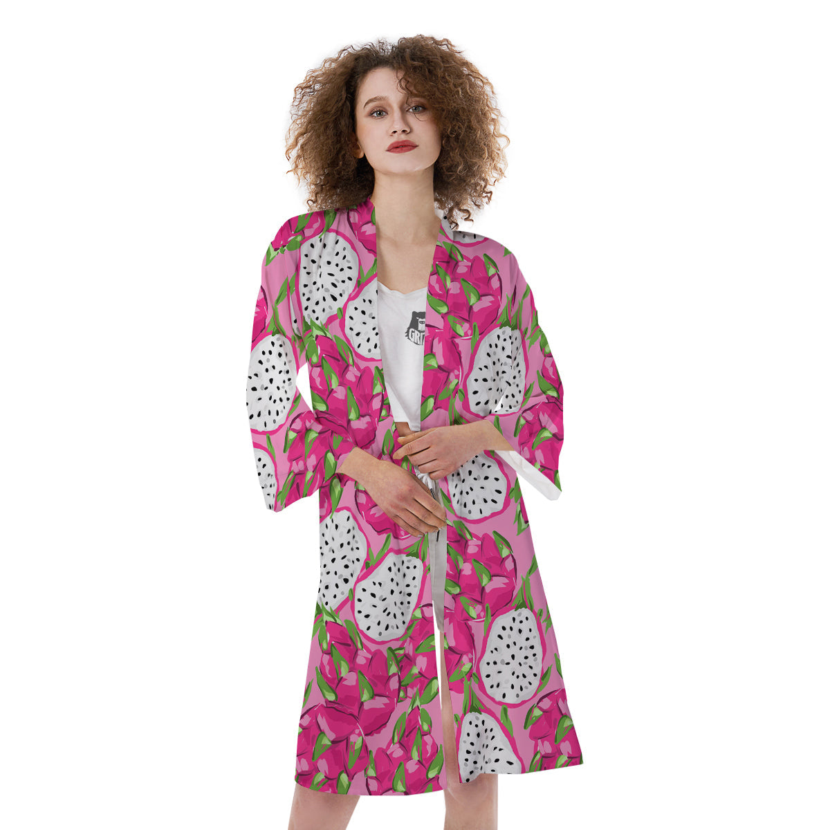 Pitaya Tropical Print Pattern Kimono-grizzshop