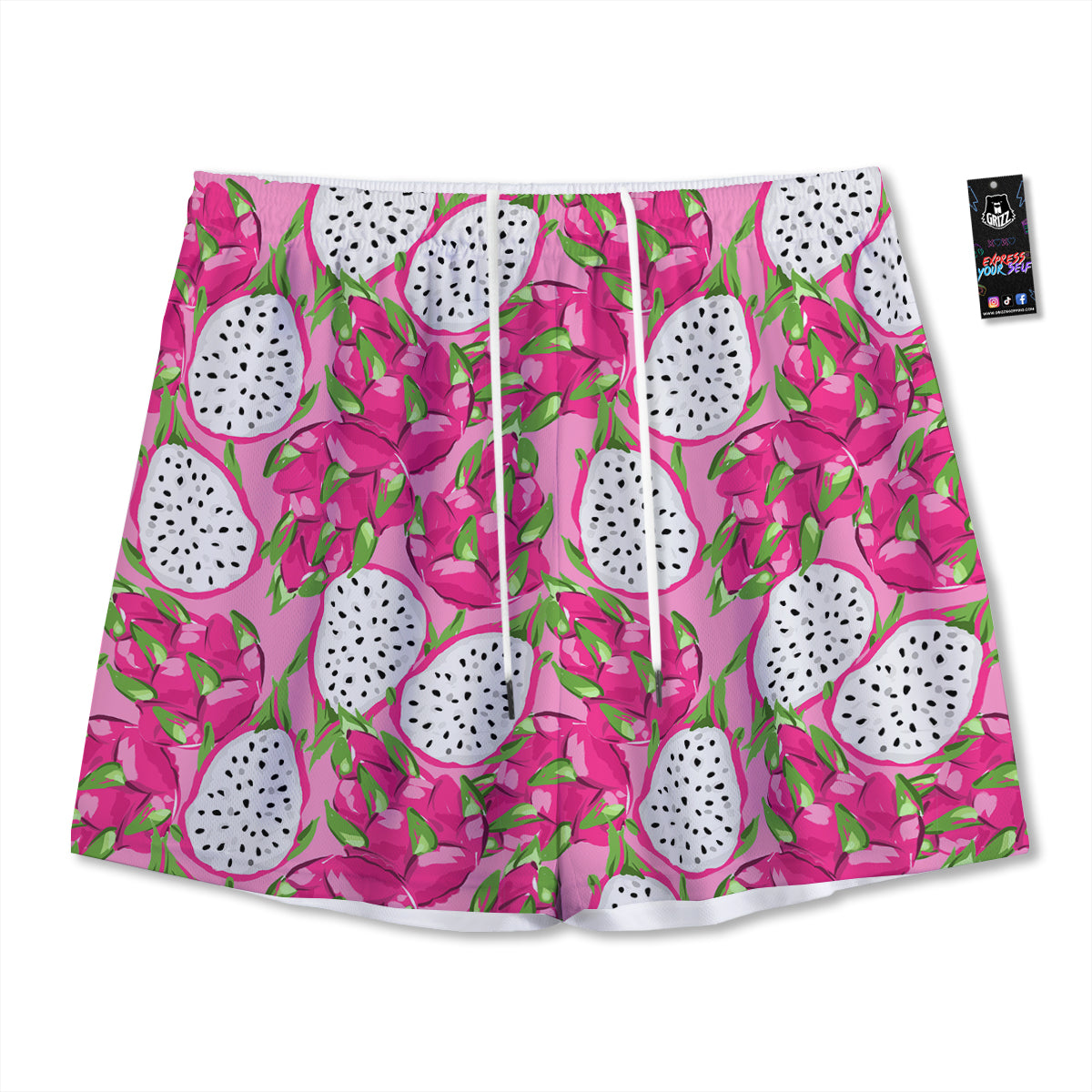 Pitaya Tropical Print Pattern Mesh Shorts-grizzshop