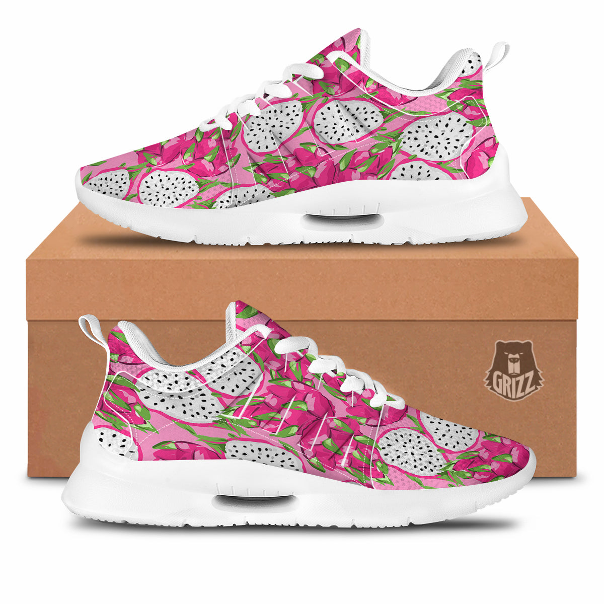 Pitaya Tropical Print Pattern Tennis Shoes-grizzshop