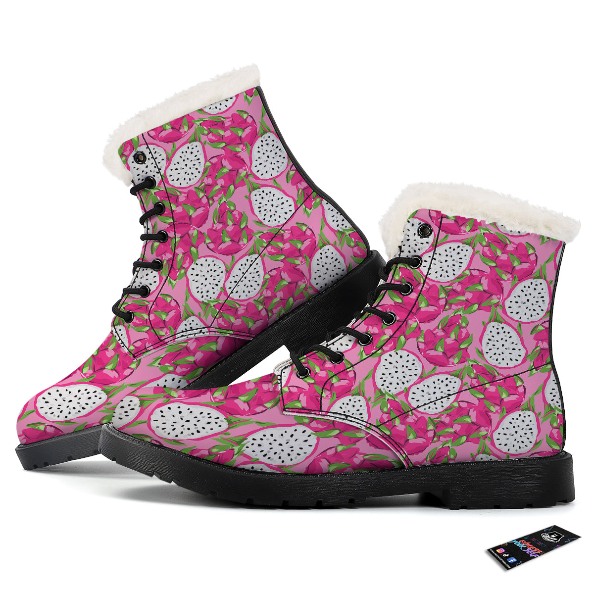 Pitaya Tropical Print Pattern Winter Boots-grizzshop