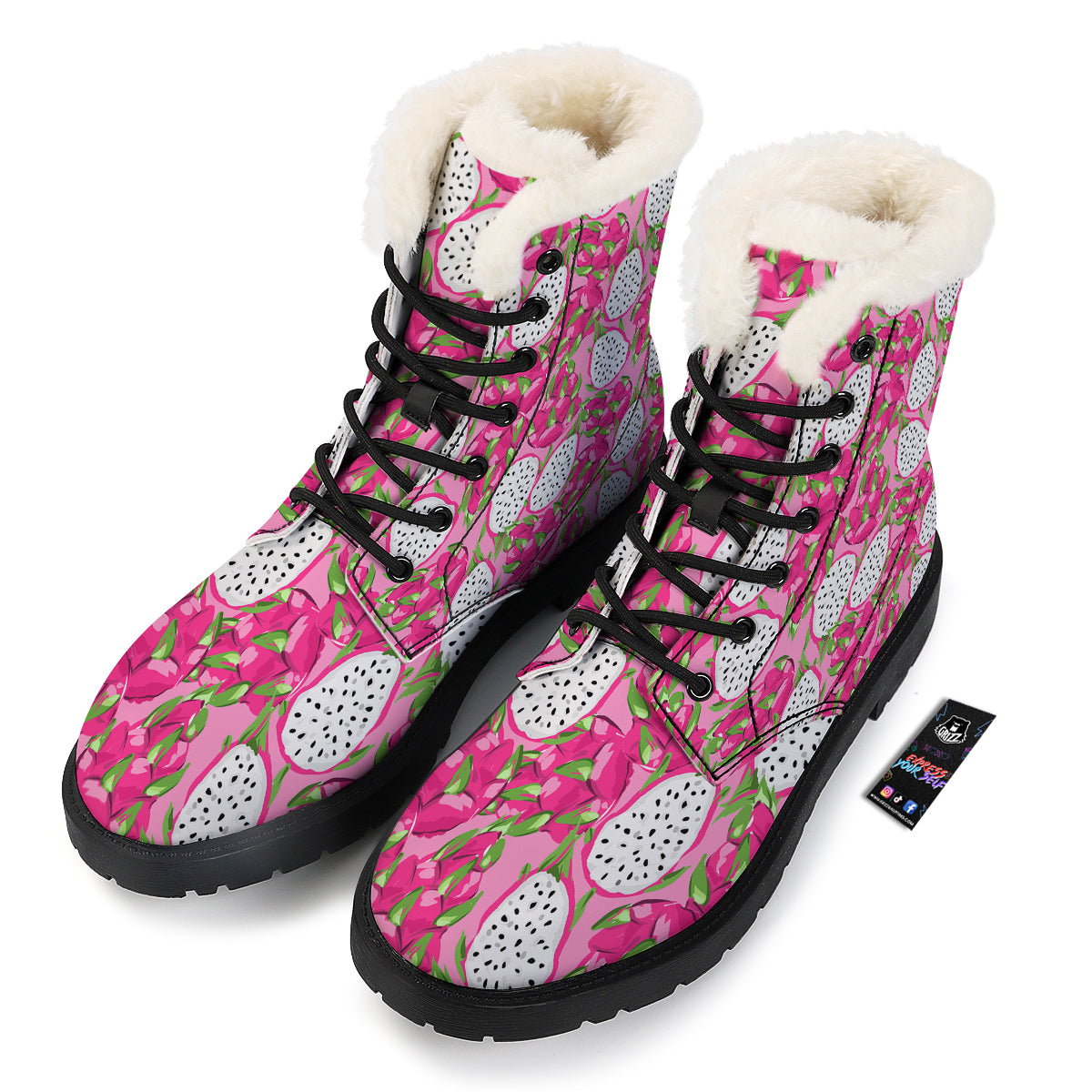 Pitaya Tropical Print Pattern Winter Boots-grizzshop