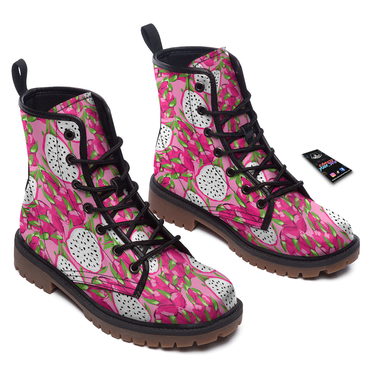 Pitaya Tropical Print Pattern Work Boots-grizzshop