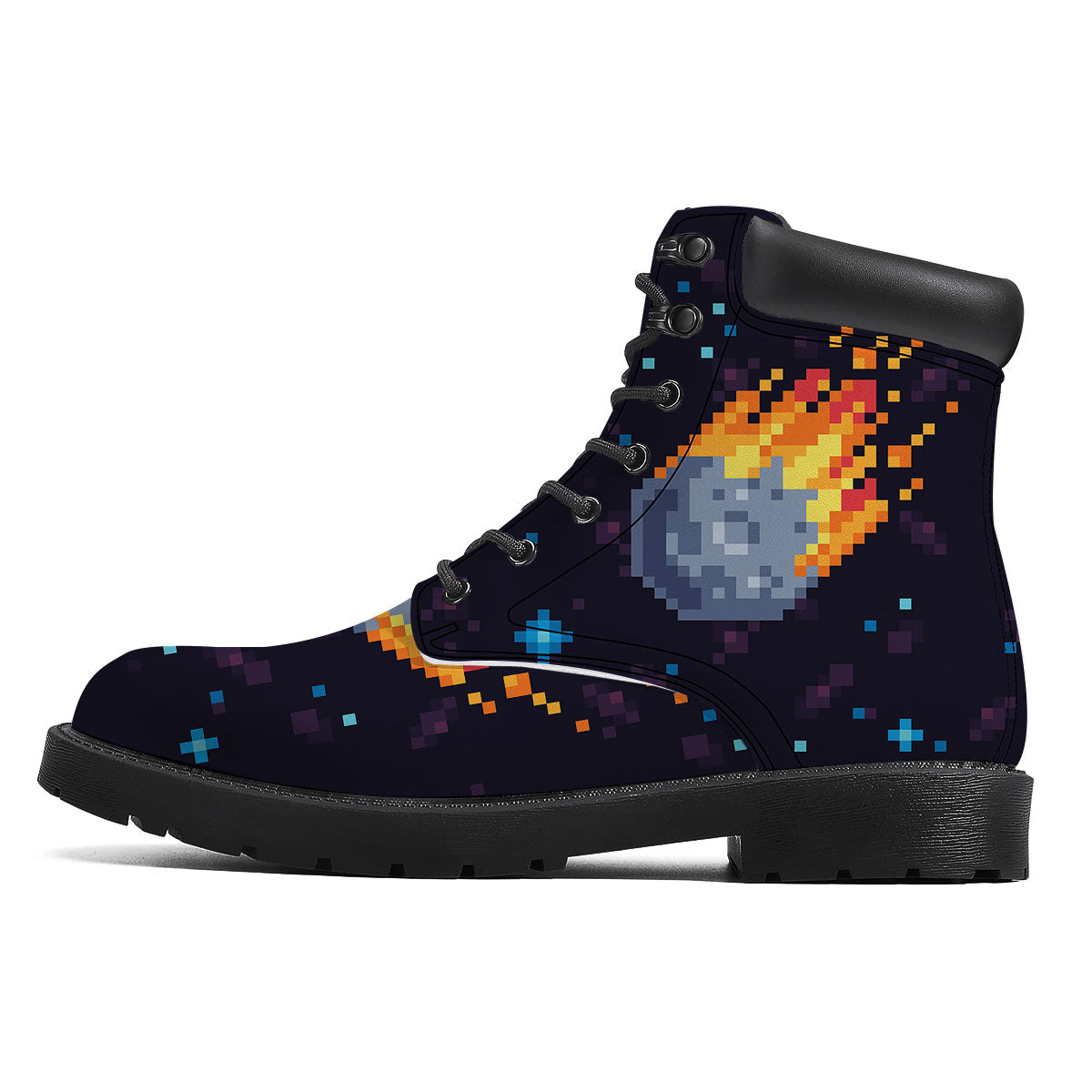 Pixel 8 Bit Meteorite Burnning Print Boots-grizzshop