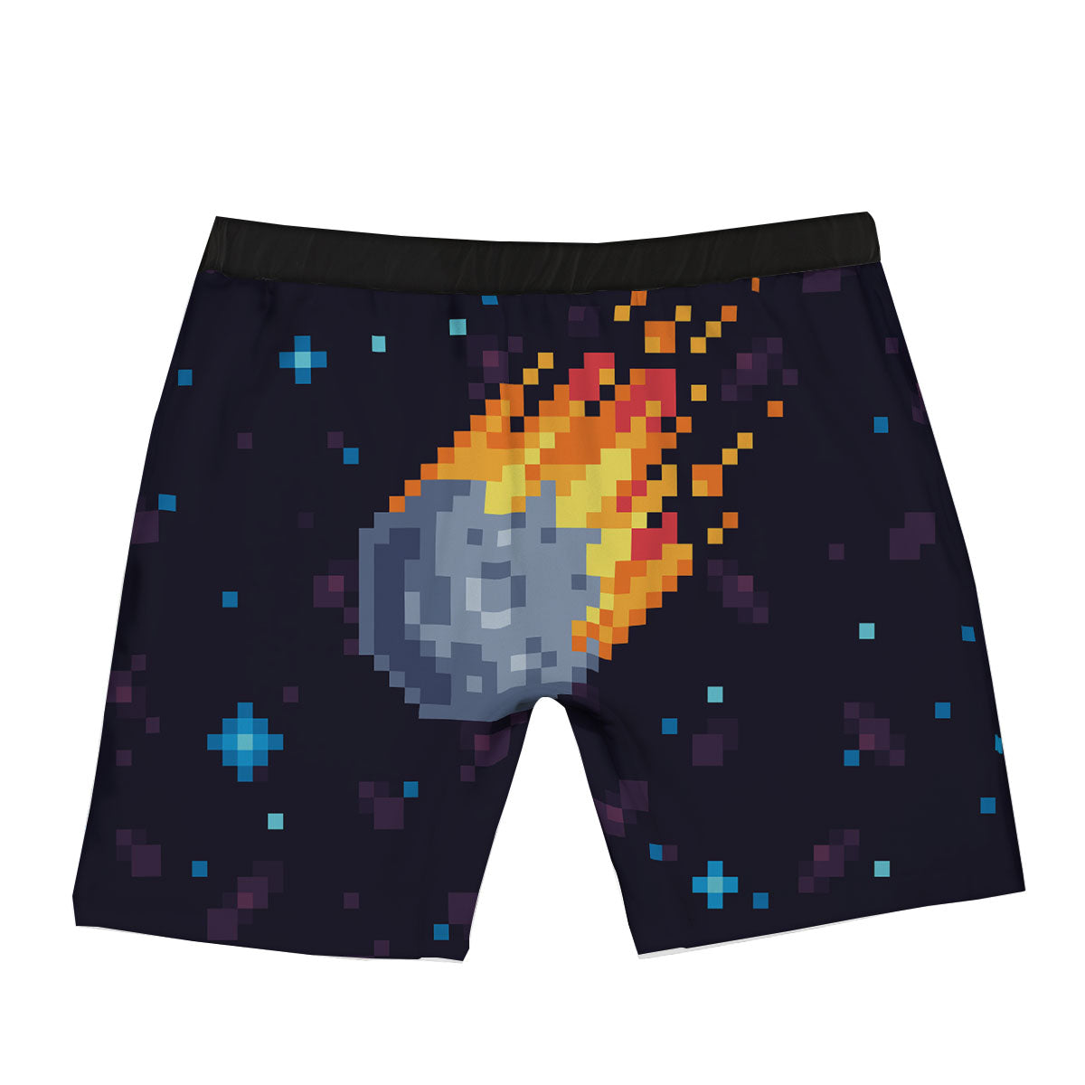 Pixel 8 Bit Meteorite Burnning Print Boxer Briefs-grizzshop