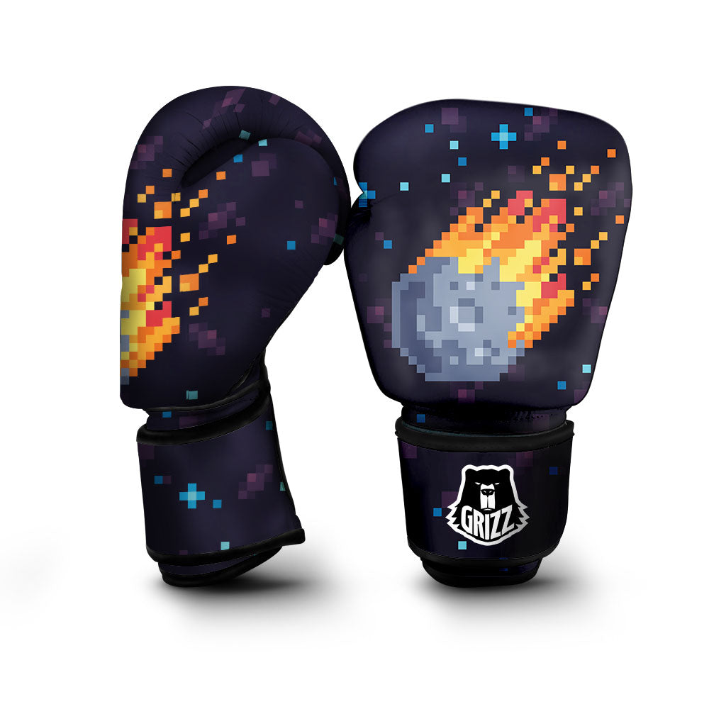 Pixel 8 Bit Meteorite Burnning Print Boxing Gloves-grizzshop