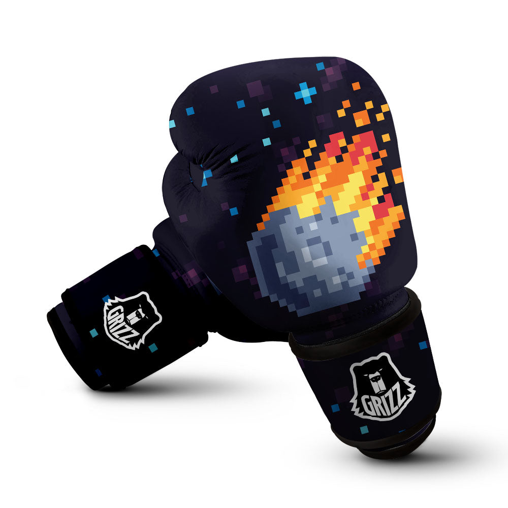 Pixel 8 Bit Meteorite Burnning Print Boxing Gloves-grizzshop