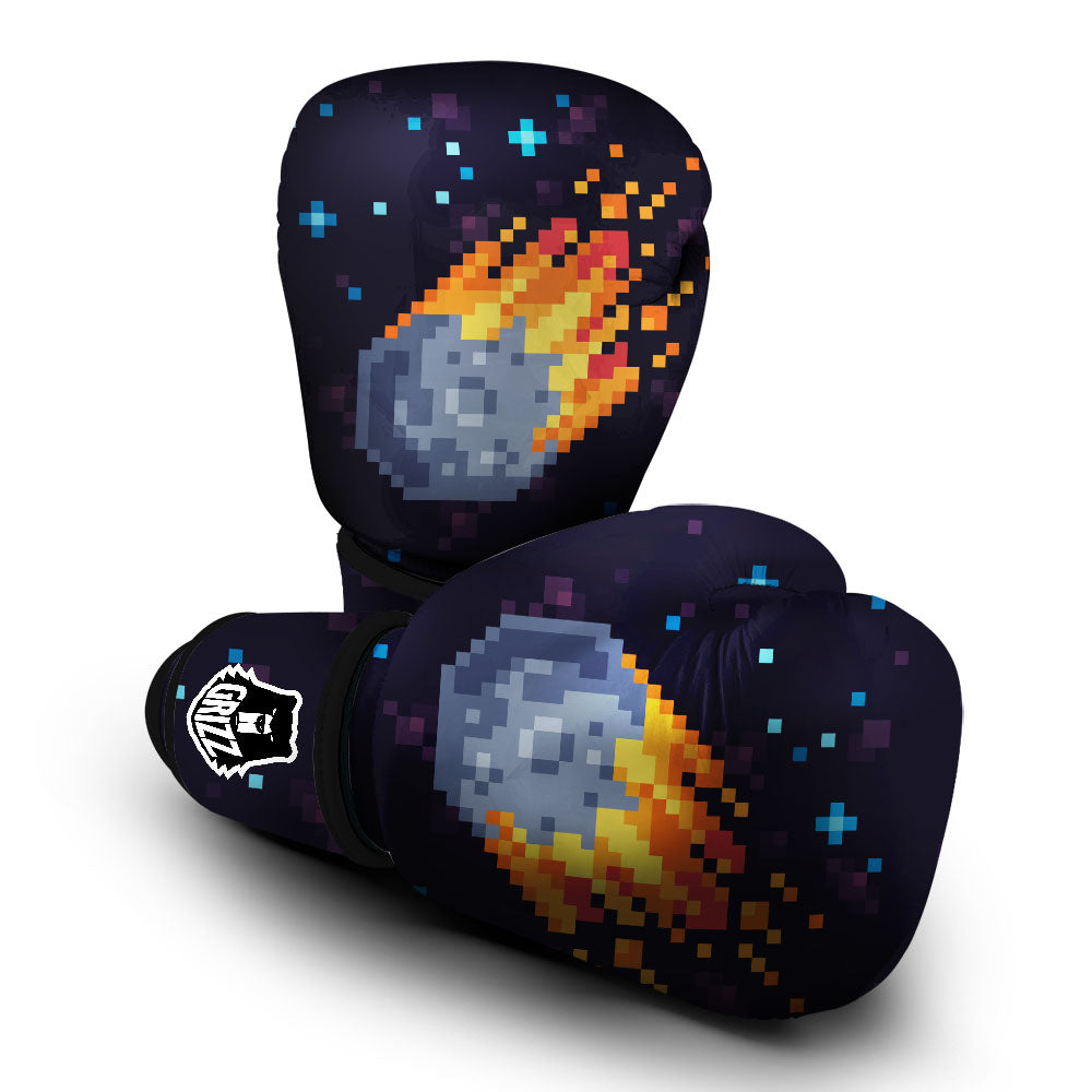 Pixel 8 Bit Meteorite Burnning Print Boxing Gloves-grizzshop