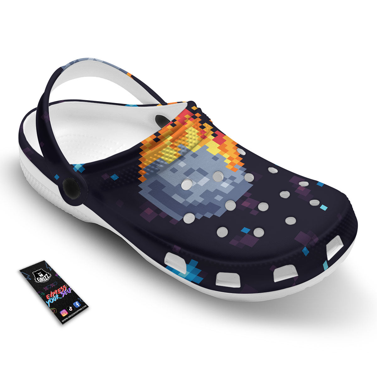 Pixel 8 Bit Meteorite Burnning Print Clog-grizzshop