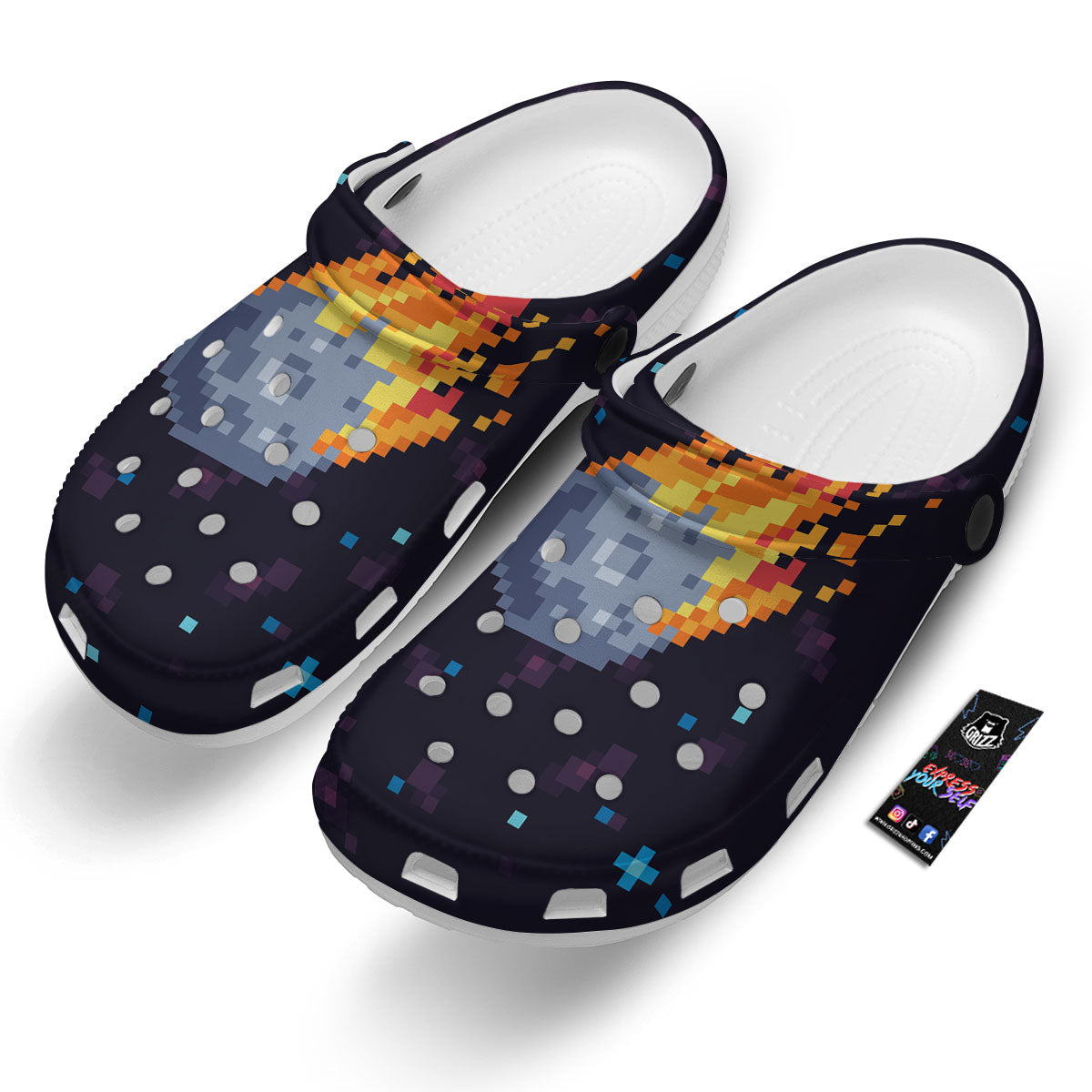 Pixel 8 Bit Meteorite Burnning Print Clog-grizzshop