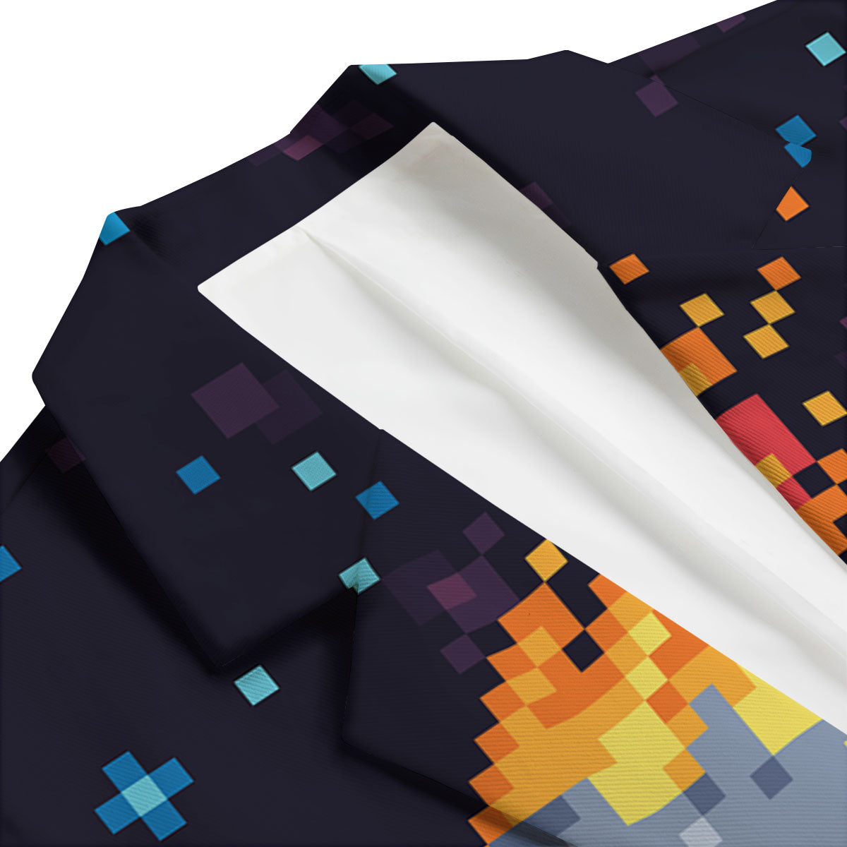 Pixel 8 Bit Meteorite Burnning Print Men's Blazer-grizzshop
