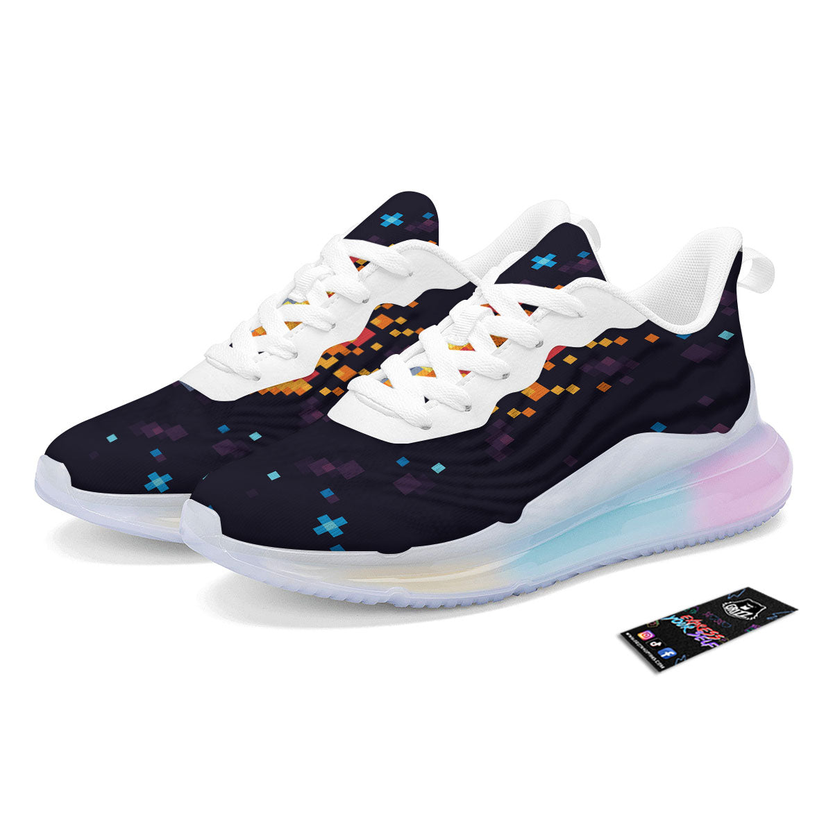Pixel 8 Bit Meteorite Burnning Print Running Sneakers-grizzshop