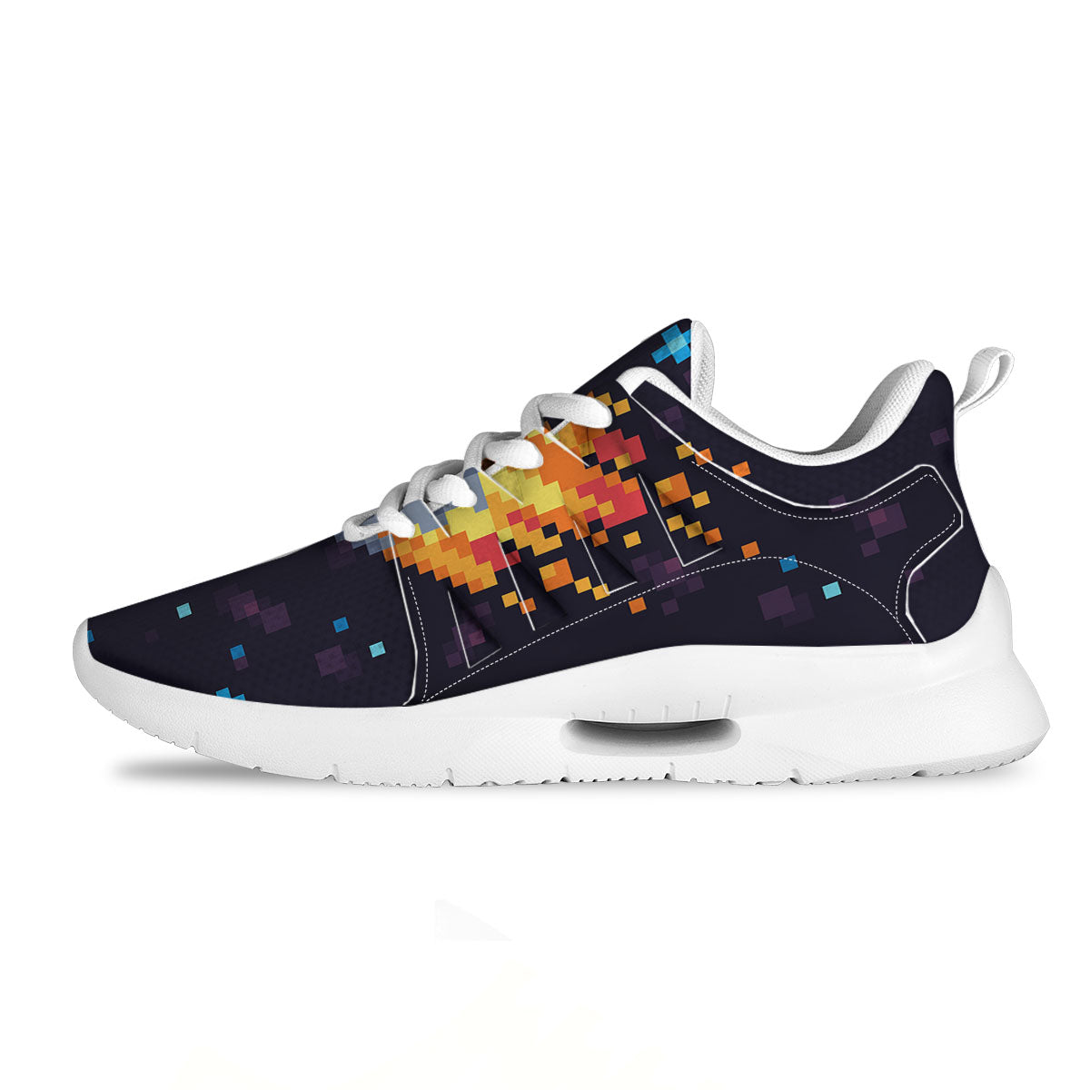Pixel 8 Bit Meteorite Burnning Print Tennis Shoes-grizzshop