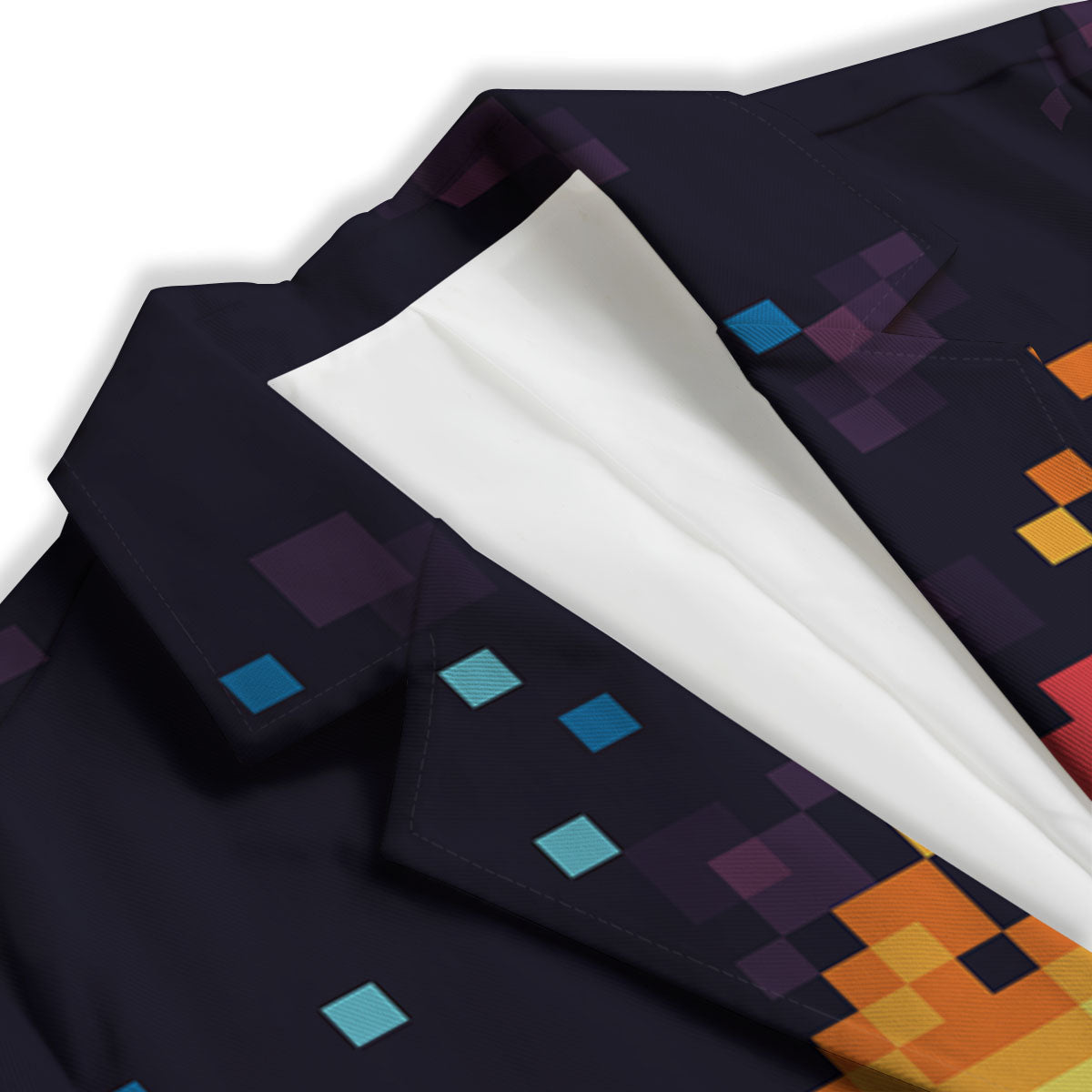 Pixel 8 Bit Meteorite Burnning Print Women's Blazer-grizzshop