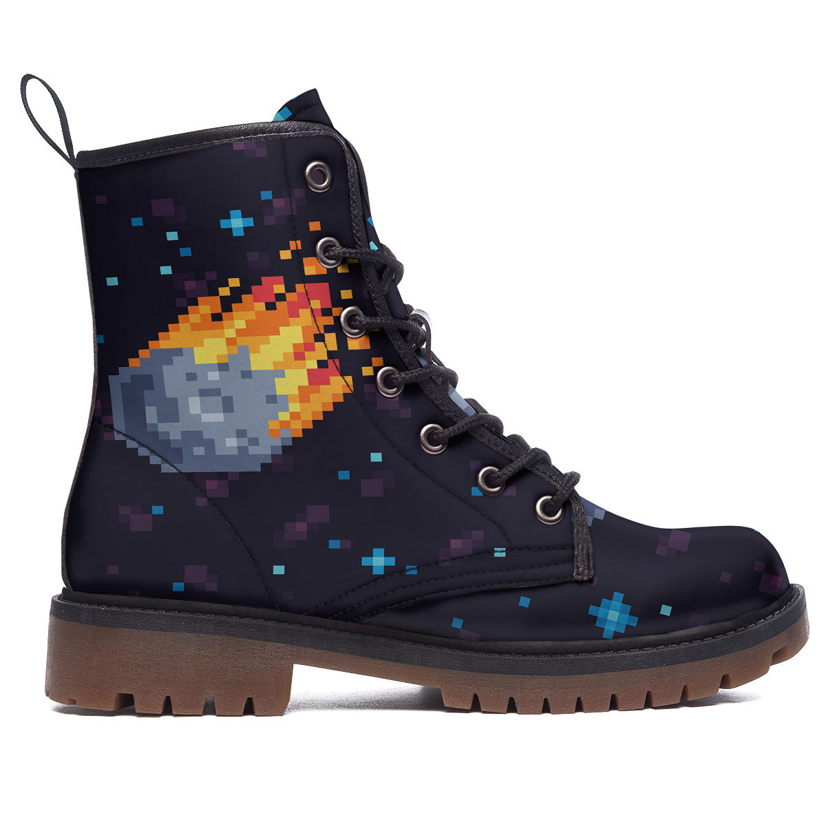 Pixel 8 Bit Meteorite Burnning Print Work Boots-grizzshop