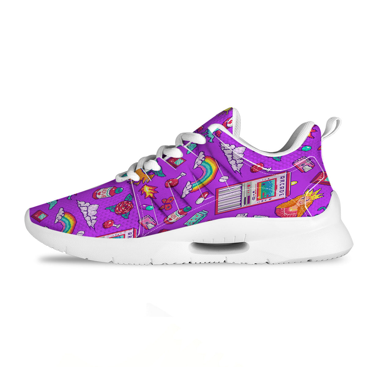 Pixel Art 8 Bit Pink Print Pattern Tennis Shoes-grizzshop