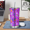 Pixel Art 8 Bit Pink Print Pattern Tumbler-grizzshop