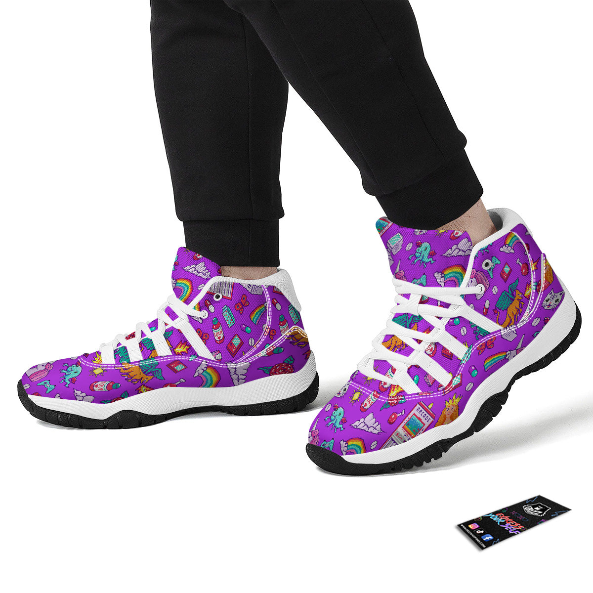 Pixel Art 8 Bit Pink Print Pattern White Bball Shoes-grizzshop