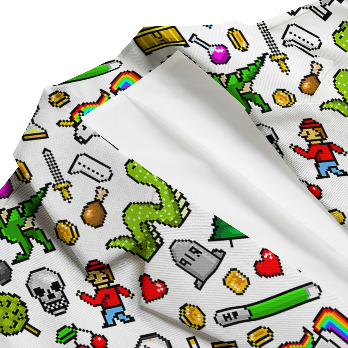 Pixel Art 8 Bit Retro Cartoon Print Pattern Men's Blazer-grizzshop