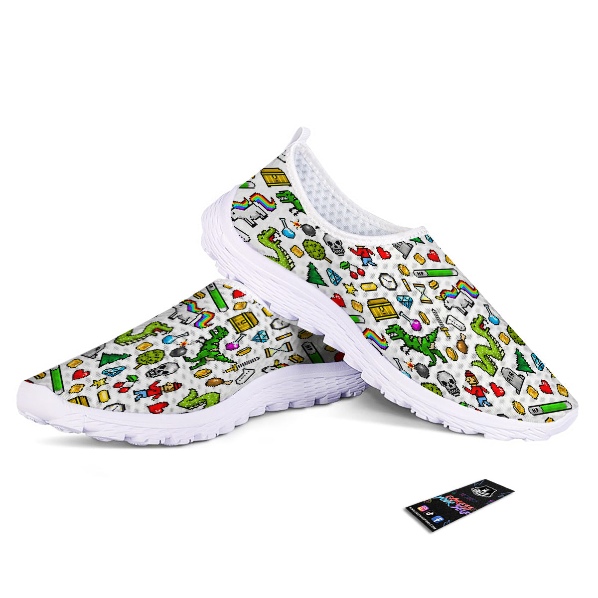 Pixel Art 8 Bit Retro Cartoon Print Pattern Nurse Shoes-grizzshop