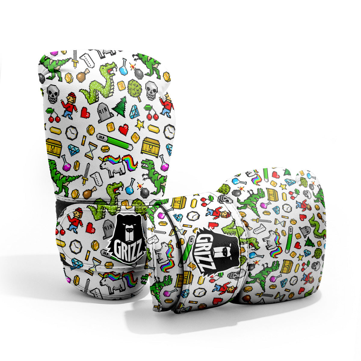 Pixel Art 8 Bit Retro Cartoon Print Pattern Pro Boxing Glove