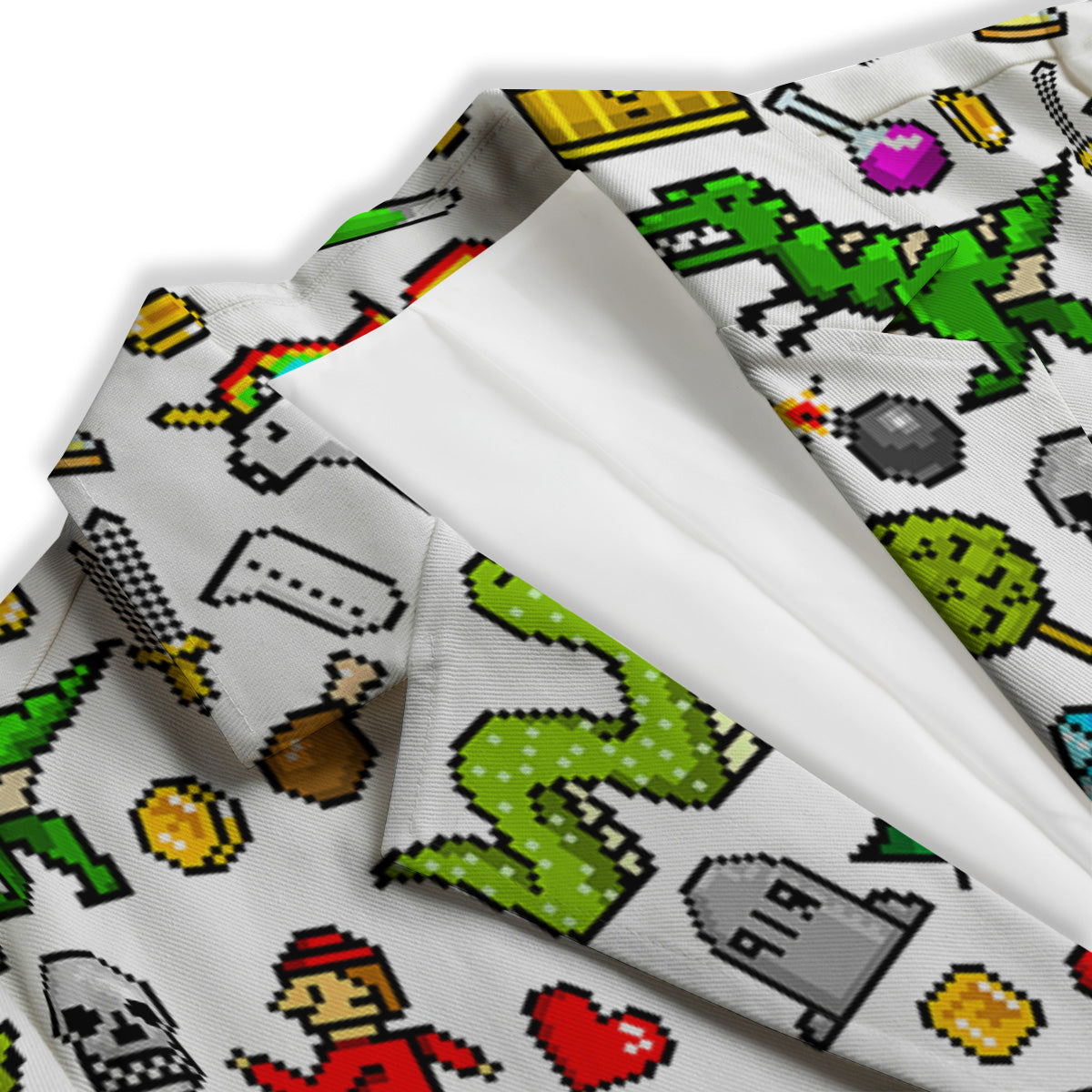 Pixel Art 8 Bit Retro Cartoon Print Pattern Women's Blazer-grizzshop