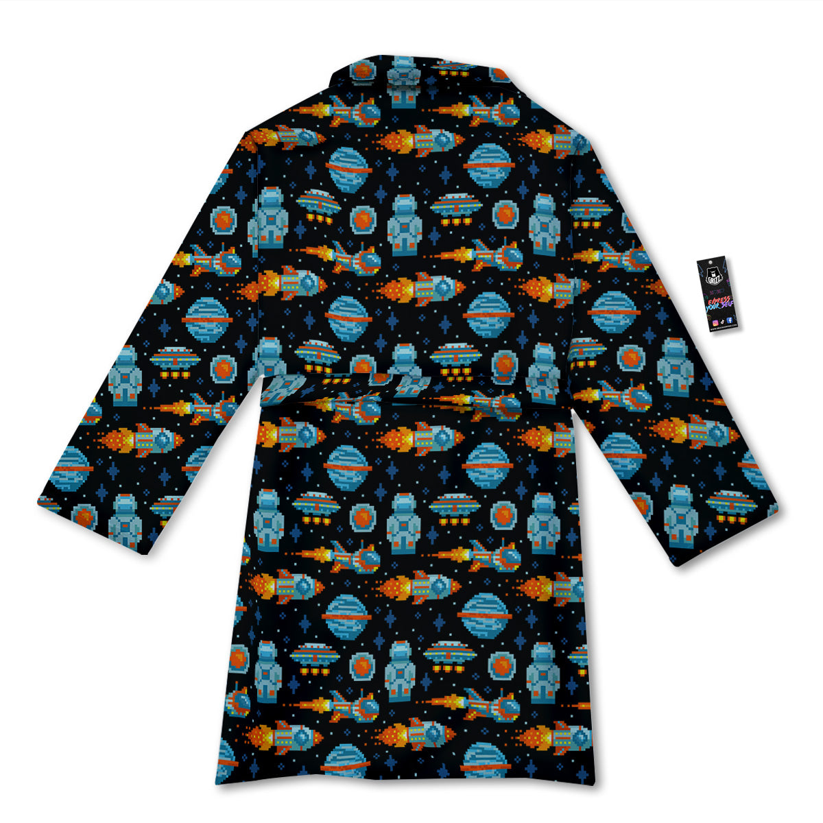 Pixel Art Space 8 Bit Print Pattern Bathrobe-grizzshop