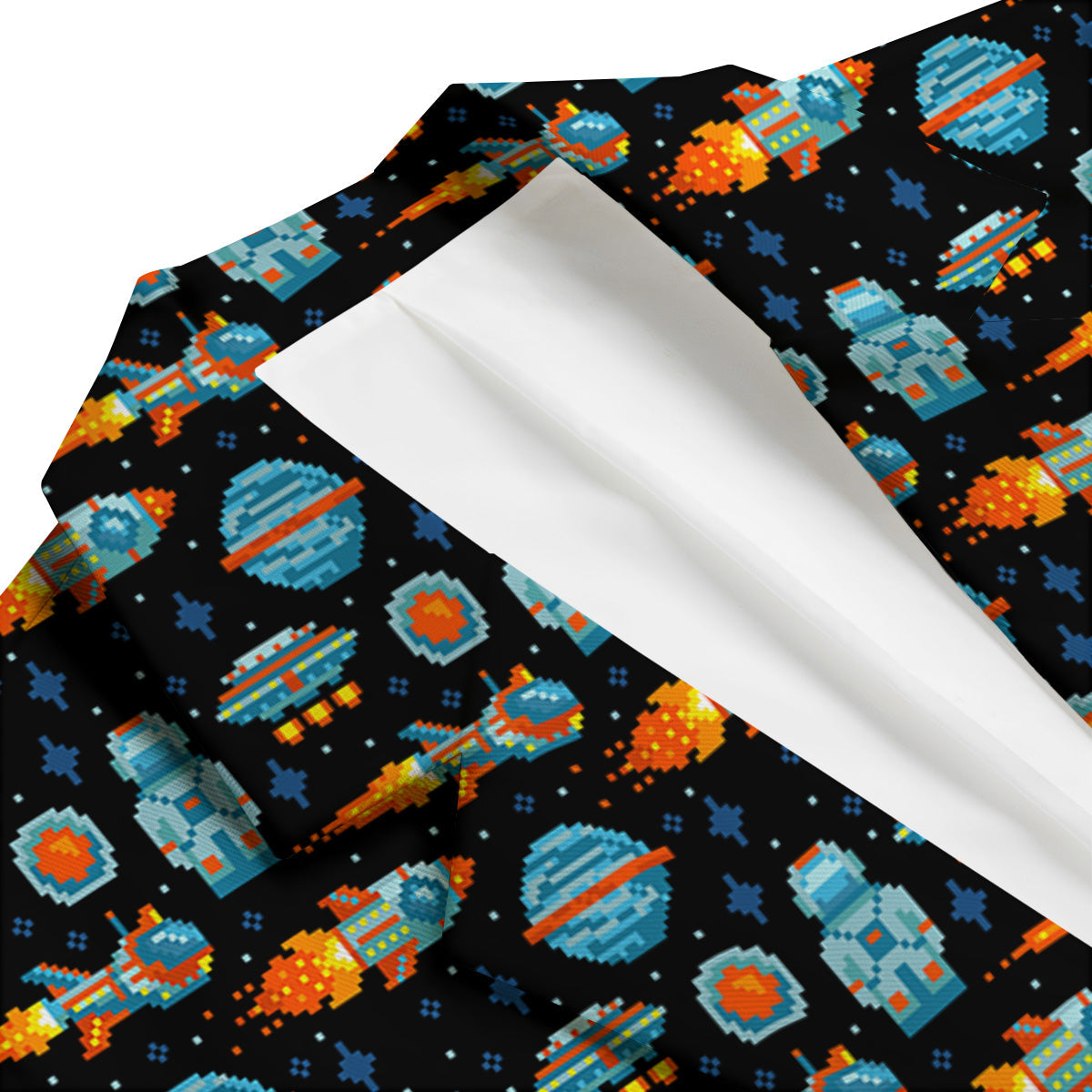 Pixel Art Space 8 Bit Print Pattern Men's Blazer-grizzshop