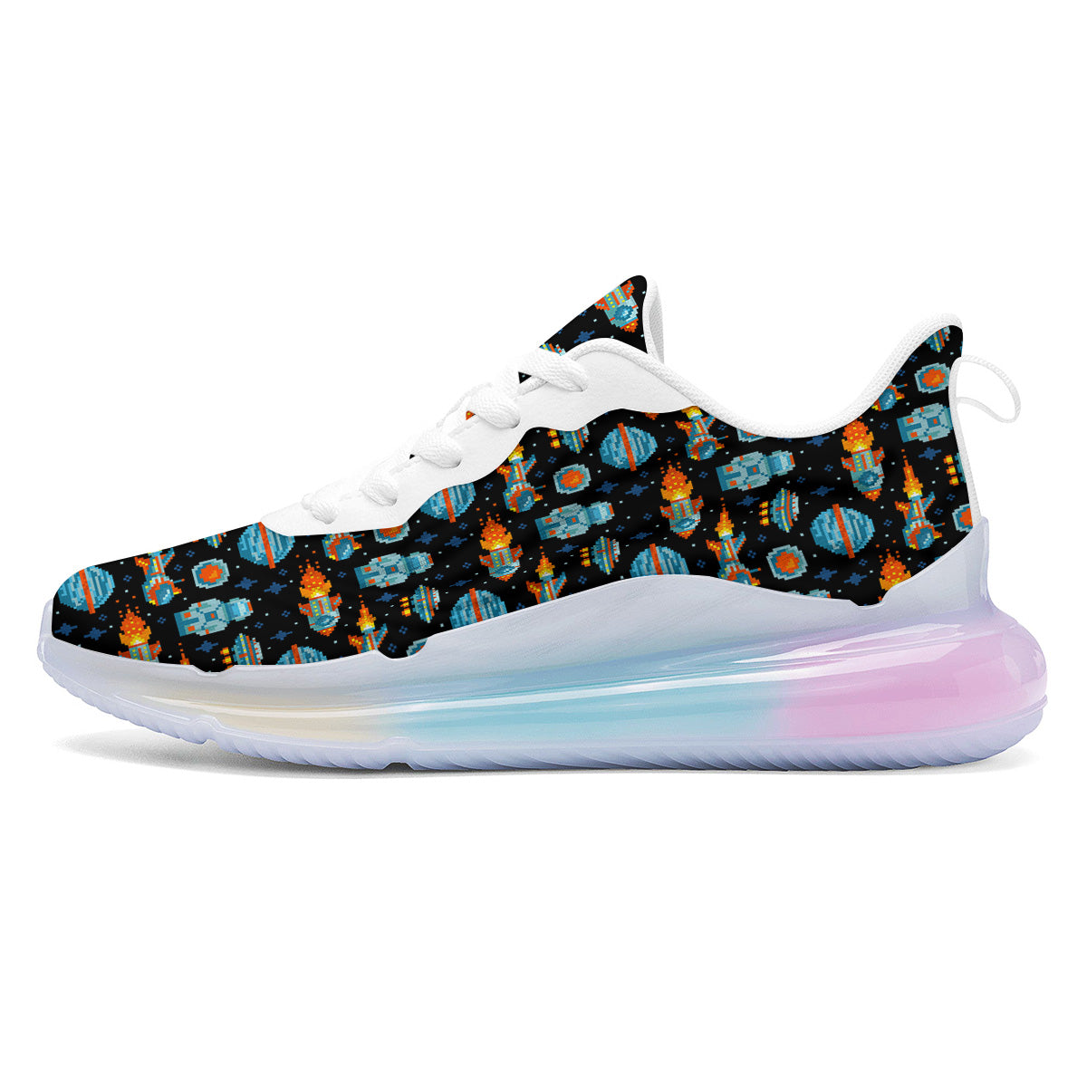 Pixel Art Space 8 Bit Print Pattern Running Sneakers-grizzshop